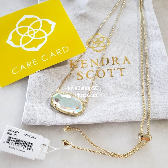 Kendra Scott Dichroic Delaney Gold Necklace NWT - Picture 2 of 4